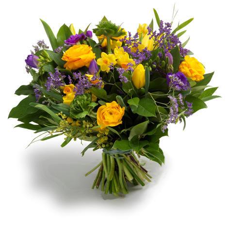 Yellow and Blue Bouquet Includes Tulips in Season Joanne's Florist Winchester