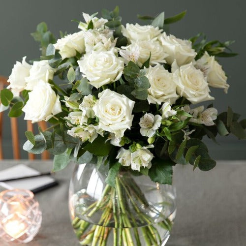 White Rose Bouquet - Sherborne Dorset Delivery Lavender and Grey